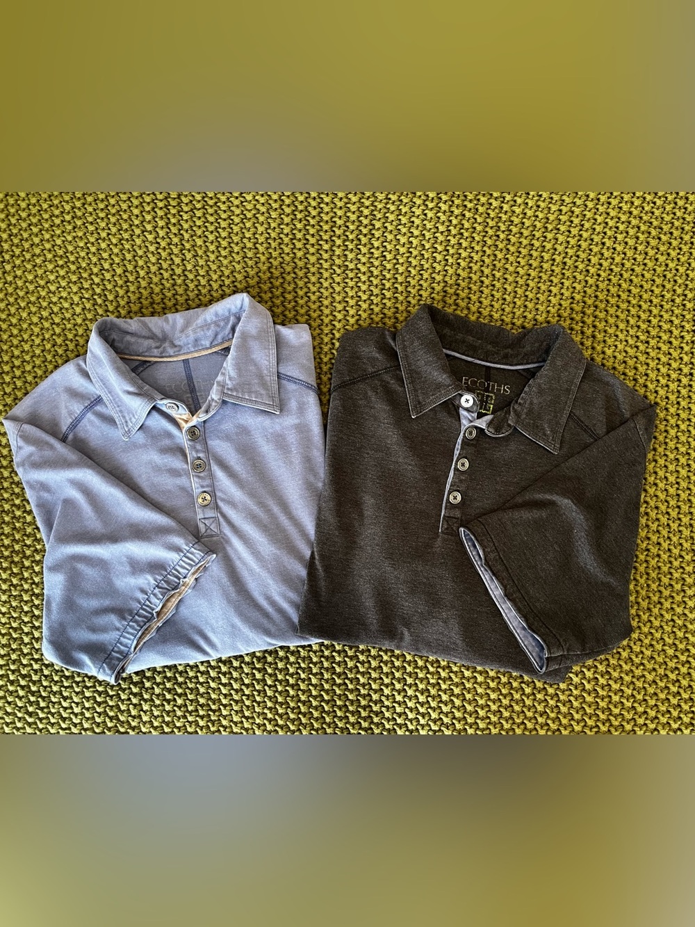 Ecoths Men's Polo Shirts - Light Blue and Charcoal (Set of 2) - size Large